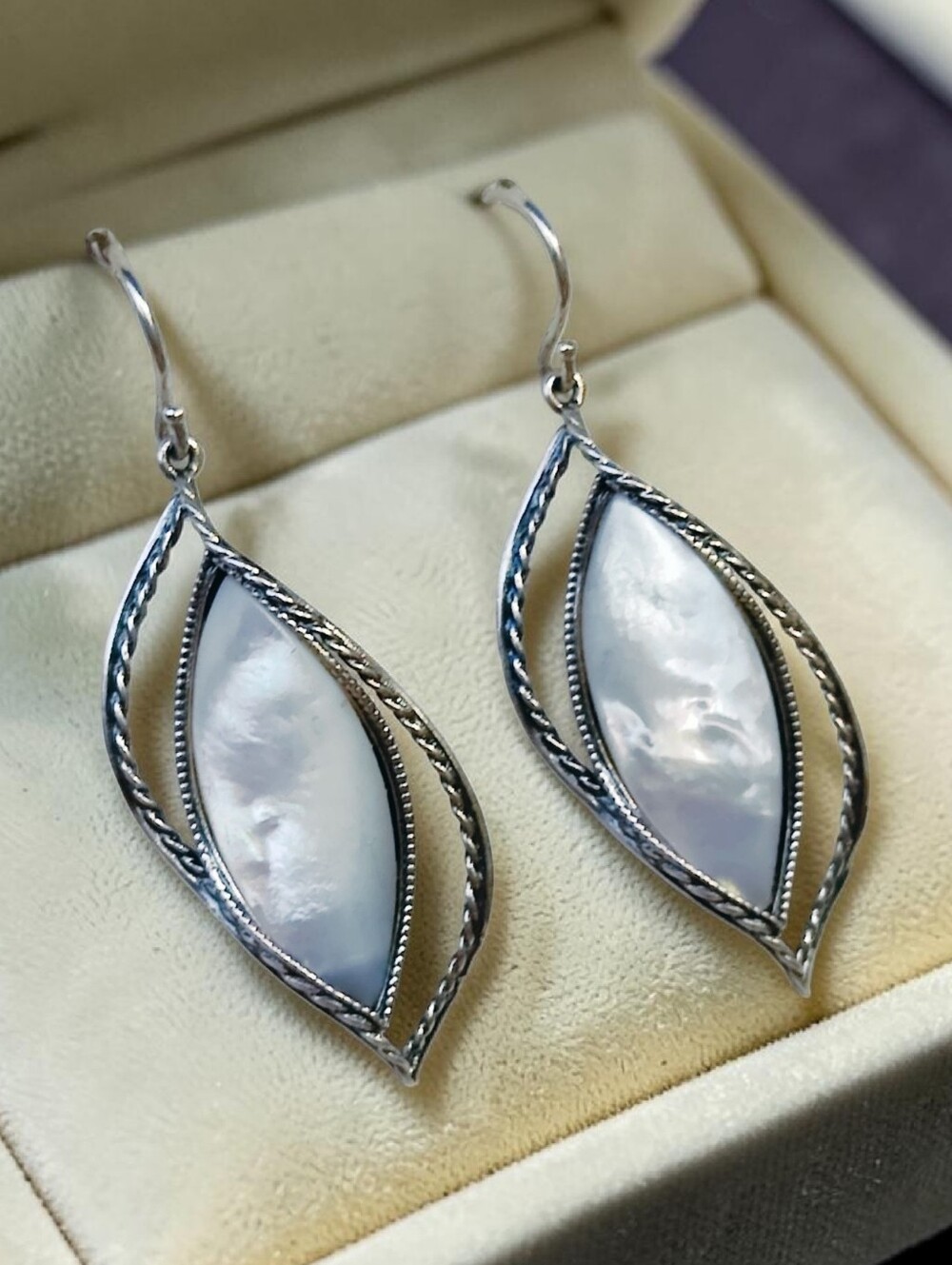 Sterling Israel Paz Creations Mother Of Pearl Earrings